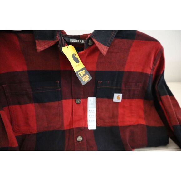 Carhartt Women Sz XL Red Plaid Rugged Flex Loose Fit Midweight Flannel L/S Shirt - Picture 4 of 9